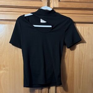 Willow Black Asymmetrical Cut-Out Tee